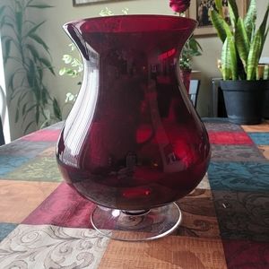 PartyLite Ruby Red Hurricane Candle / Flower Vase